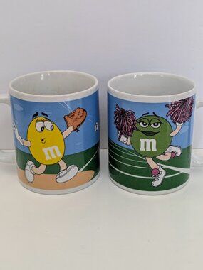 M&M's Sports Coffee Mug Set 2003 Galerie Candy Character Cups Lot 2